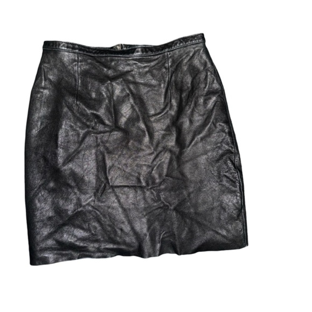 vintage 90s black leather mini skirt  pelle studios‎ by wilson leather size 4